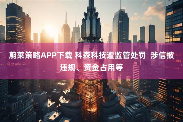 蔚莱策略APP下载 科森科技遭监管处罚  涉信披违规、资金占用等